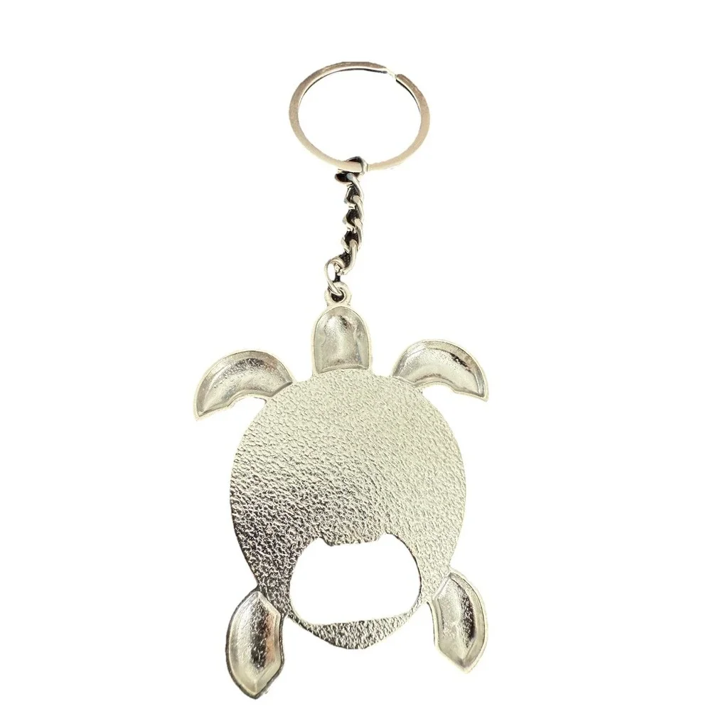 Puerto Rico Turtle Flag Bottle Opener Keychain Silver Tone Metal Souvenir